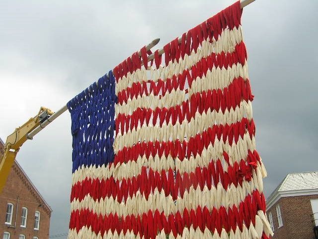 World's largest knitted American flag: world record in Bentonville, Arkansas World's largest knitted American flag: world record in Bentonville, Arkansas