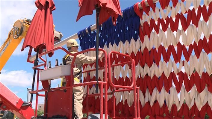 World's largest knitted American flag: world record in Bentonville, Arkansas World's largest knitted American flag: world record in Bentonville, Arkansas