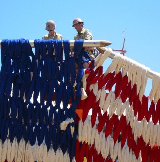 World's largest knitted American flag: world record in Bentonville, Arkansas World's largest knitted American flag: world record in Bentonville, Arkansas
