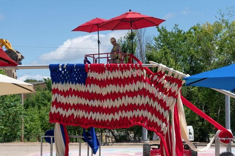 World's largest knitted American flag: world record in Bentonville, Arkansas