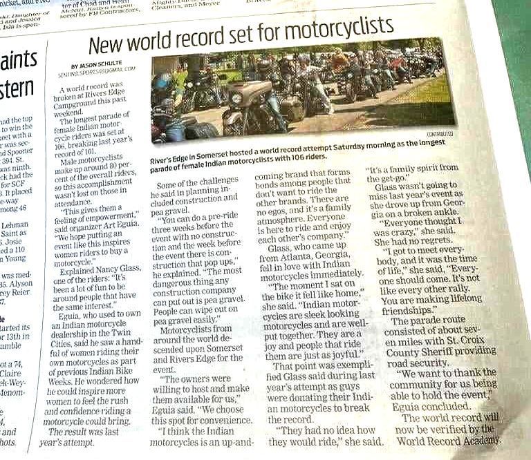 Longest Parade of Female Indian Motorcycle Riders: Indian Bike Week sets new world record Longest Parade of Female Indian Motorcycle Riders: Indian Bike Week sets new world record