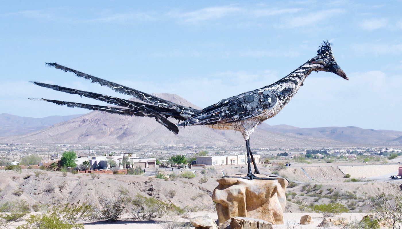 World's Largest Recycled Roadrunner Sculpture, world record in Las Cruces, New Mexico World's Largest Recycled Roadrunner Sculpture, world record in Las Cruces, New Mexico