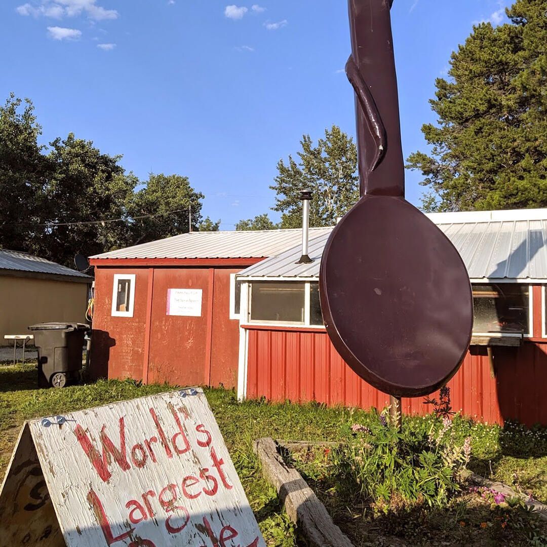 World's Largest Purple Spoon, world record in East Glacier Park, Montana World's Largest Purple Spoon, world record in East Glacier Park, Montana