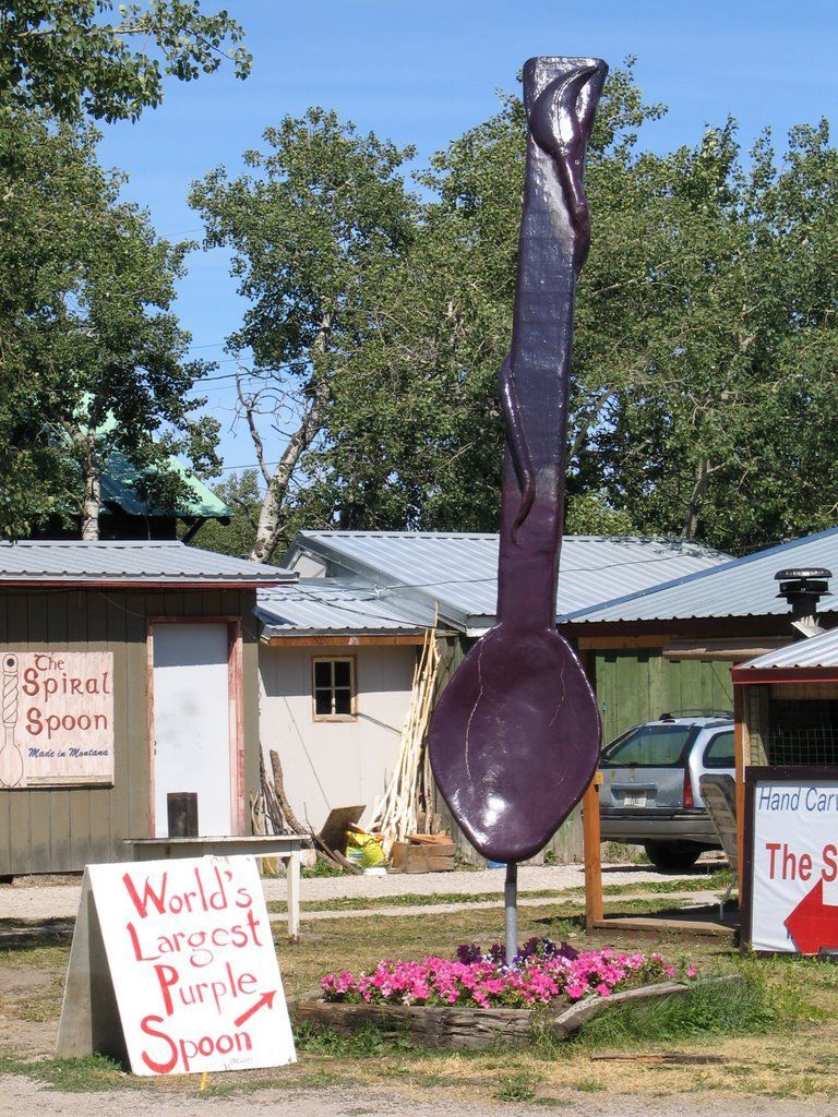 World's Largest Purple Spoon, world record in East Glacier Park, Montana World's Largest Purple Spoon, world record in East Glacier Park, Montana