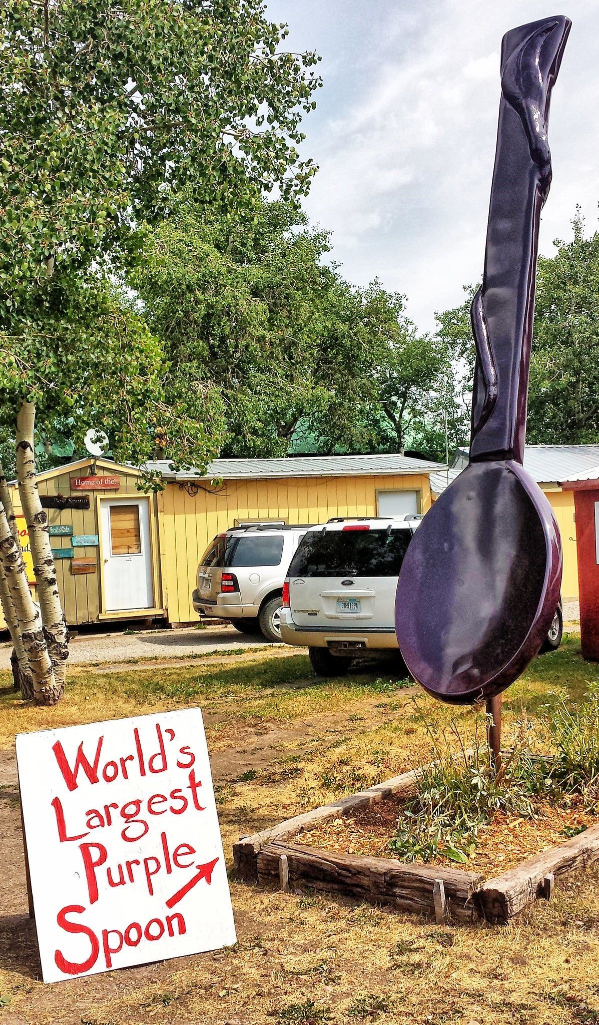 World's Largest Purple Spoon, world record in East Glacier Park, Montana World's Largest Purple Spoon, world record in East Glacier Park, Montana