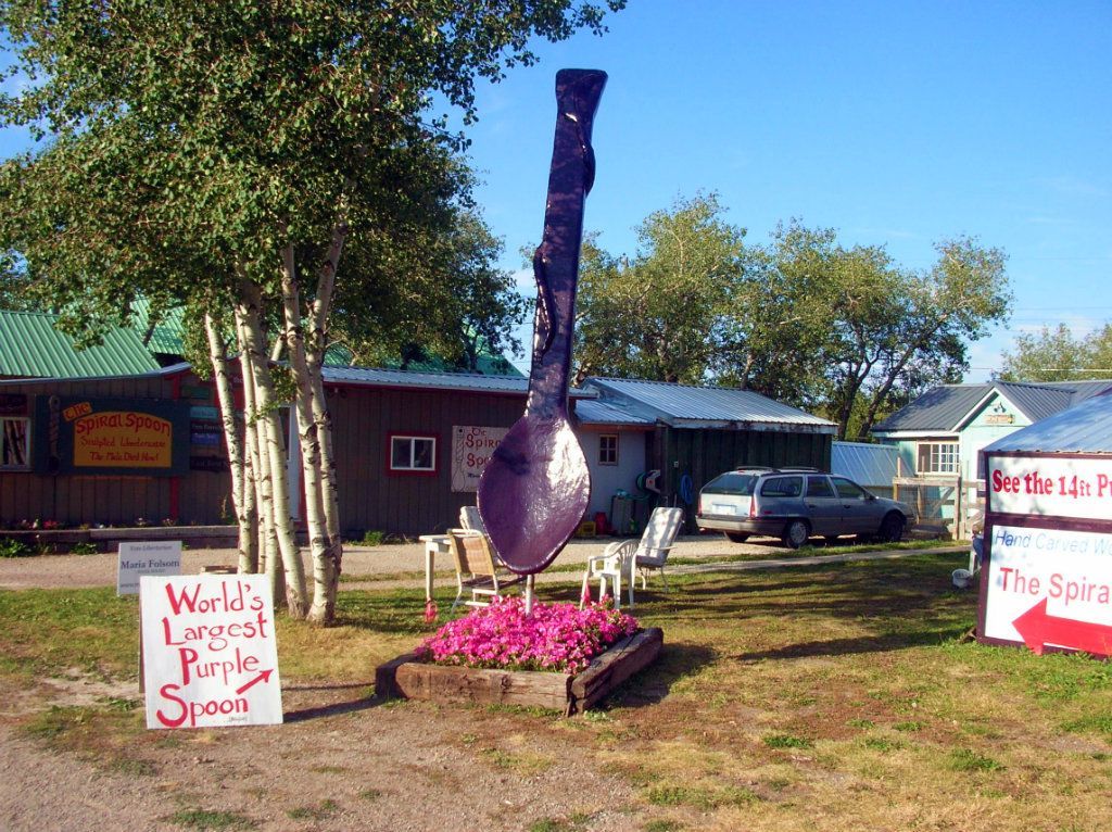 World's Largest Purple Spoon, world record in East Glacier Park, Montana World's Largest Purple Spoon, world record in East Glacier Park, Montana