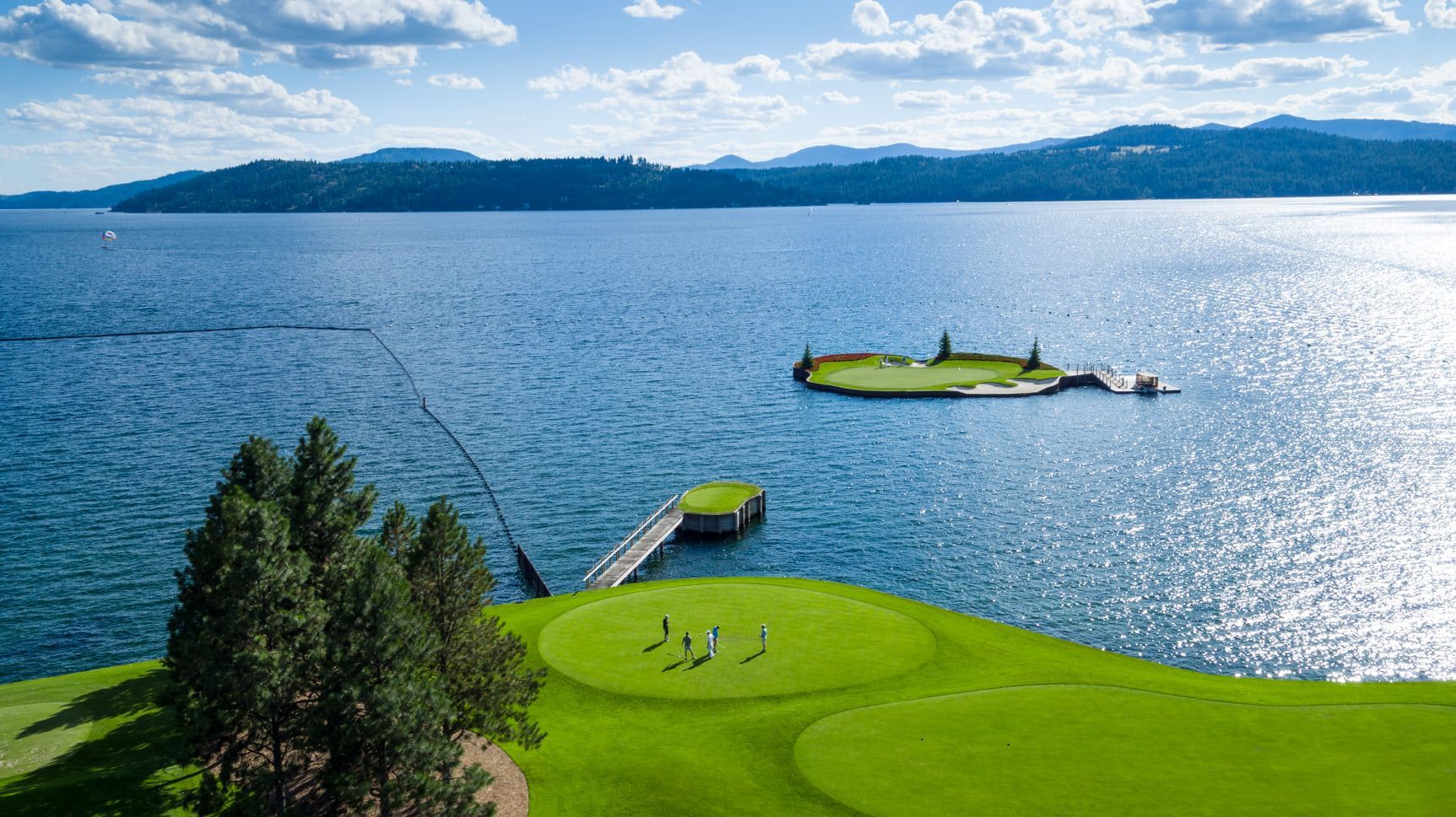 World's First Floating, Movable Island Golf Green, world record in Coeur d'Alene , Idaho World's First Floating, Movable Island Golf Green, world record in Coeur d'Alene , Idaho