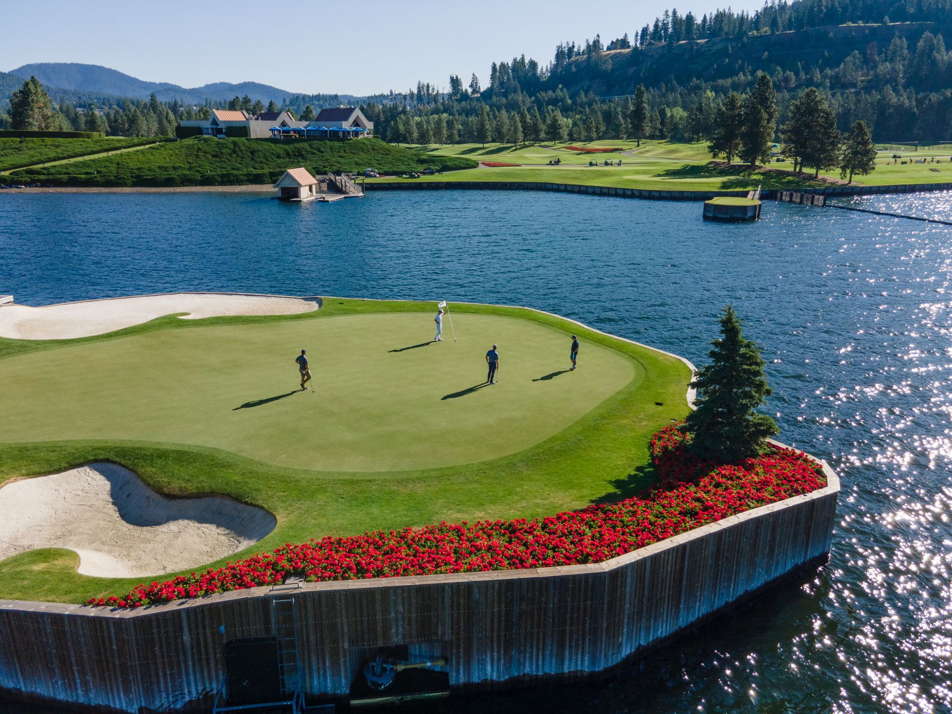 World's First Floating, Movable Island Golf Green, world record in Coeur d'Alene , Idaho World's First Floating, Movable Island Golf Green, world record in Coeur d'Alene , Idaho
