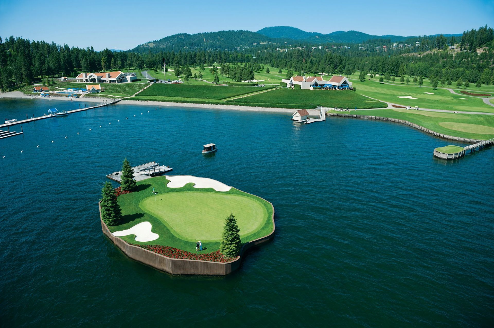 World's First Floating, Movable Island Golf Green, world record in Coeur d'Alene , Idaho World's First Floating, Movable Island Golf Green, world record in Coeur d'Alene , Idaho