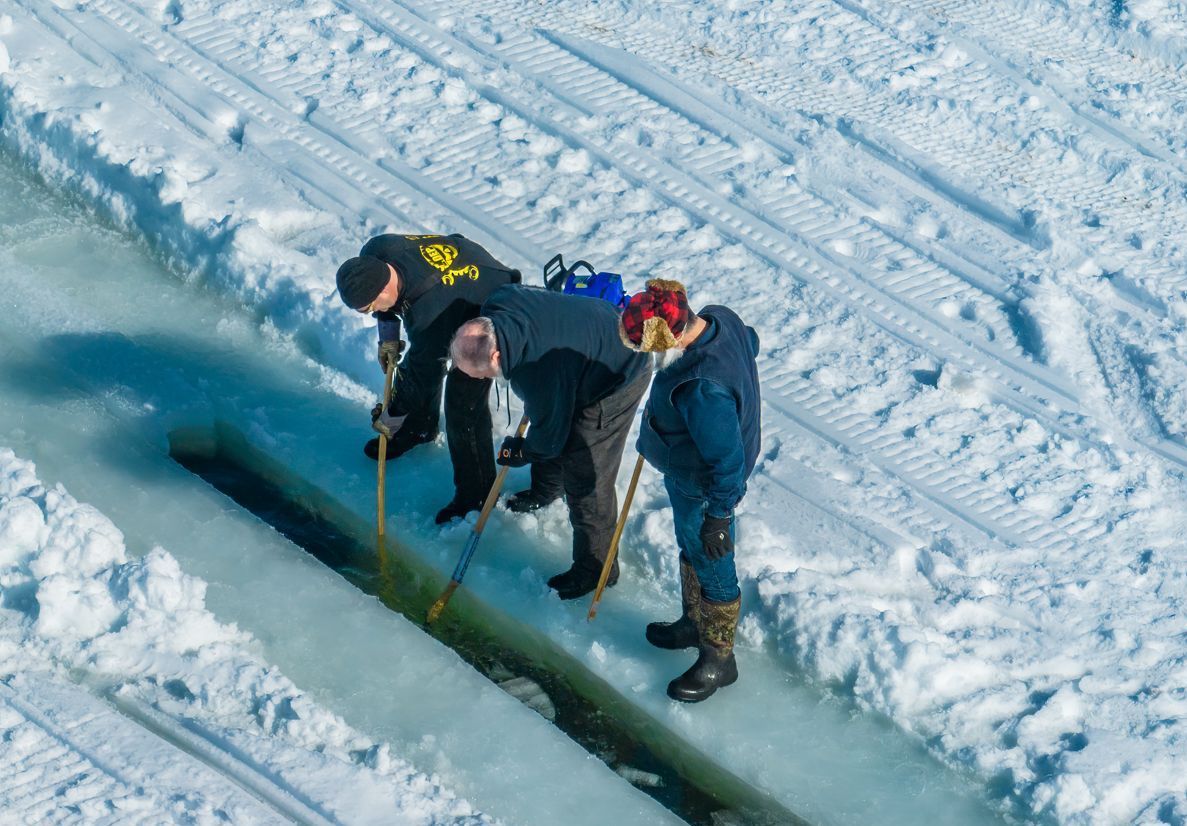 World's Largest Ice Carousel, world record on Long Lake, Maine
