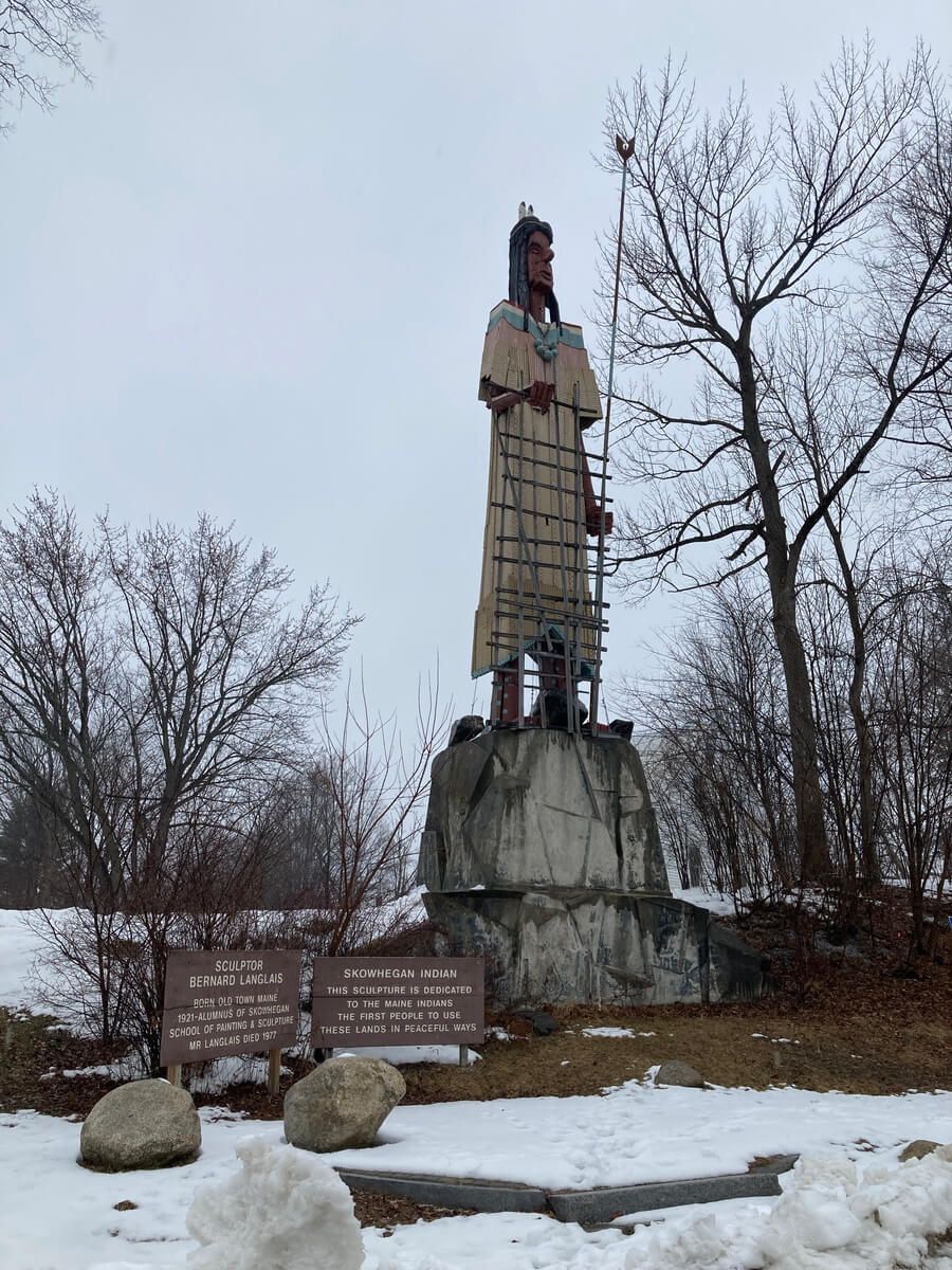Worlds Tallest Statue of a Native American, world record in Skowhegan, Maine
