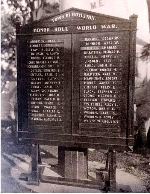 World's First World War Honor Roll, world record in Boylston, Massachusetts
