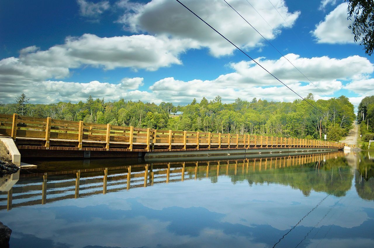 World's First FRP Floating Bridge, world record in Brookfield, Vermont
