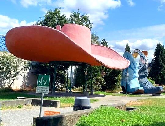World's Largest Hat and Cowboy Boots Sculpture, world record in Seattle, Washington World's Largest Hat and Cowboy Boots Sculpture, world record in Seattle, Washington