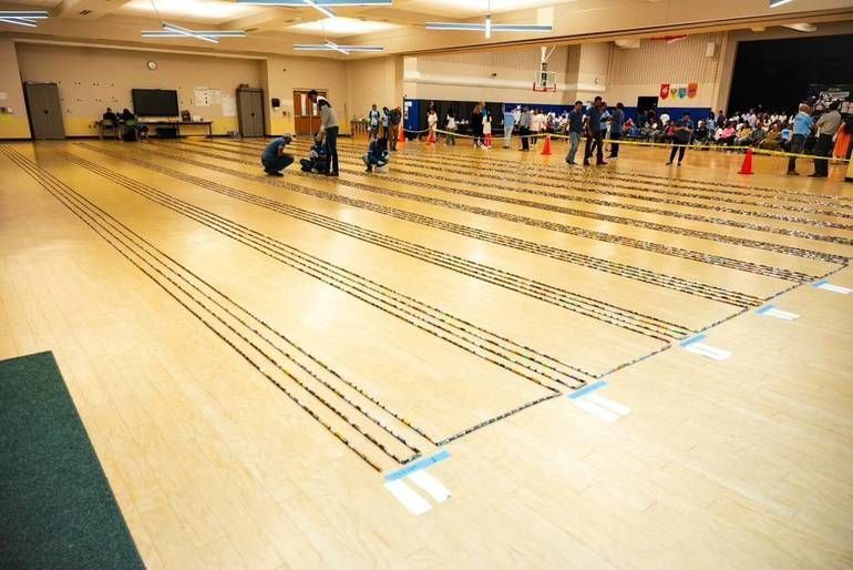 World's Longest Line of Batteries, world record in Edison, New Jersey World's Longest Line of Batteries, world record in Edison, New Jersey