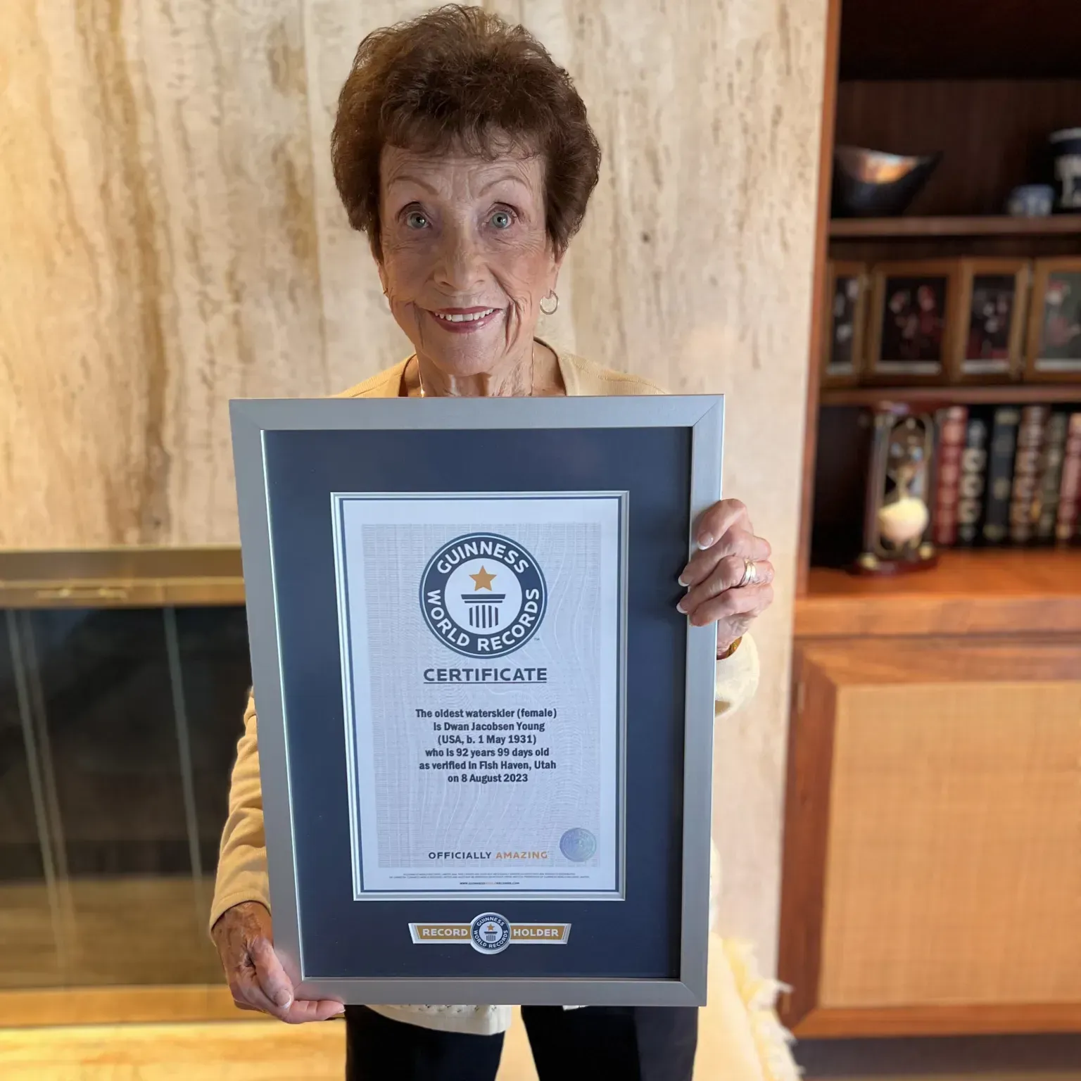 World’s oldest female waterskier, Dwan Jacobsen Young sets world record