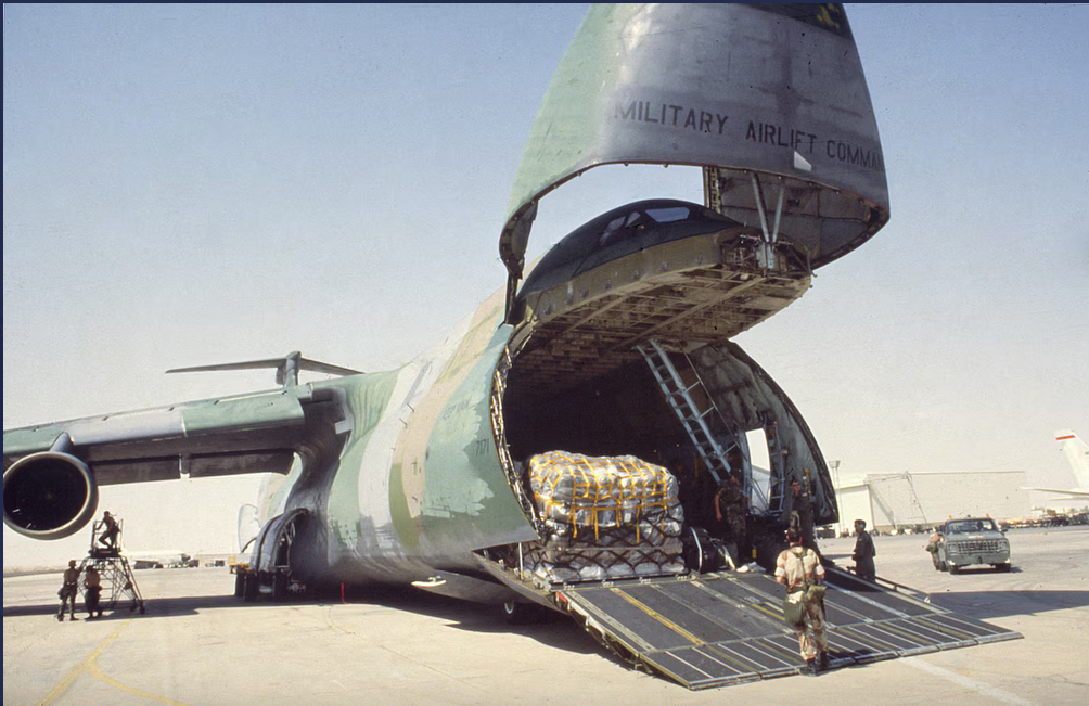 
World's largest military transport aircraft, world record set by The Lockheed C-5M Super Galaxy
