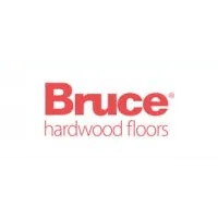 The bruce hardwood floors logo is red and white on a white background.