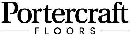 The logo for portercraft floors is black and white on a white background.