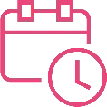 Calendrier rose avec une icône d'horloge, suggérant une planification ou un événement à venir