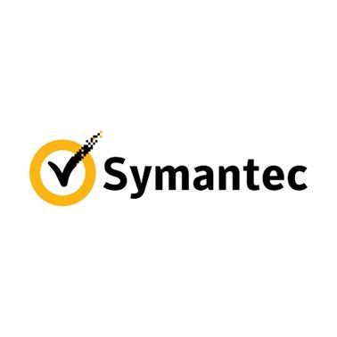 Symantec logo with black checkmark inside a yellow ring on a white background
