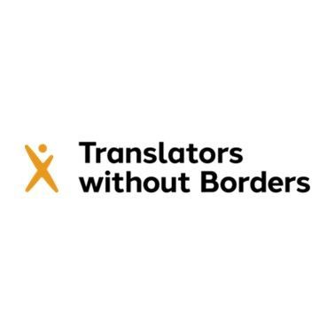 Translators Without Borders logo with orange figure icon and black text on white background