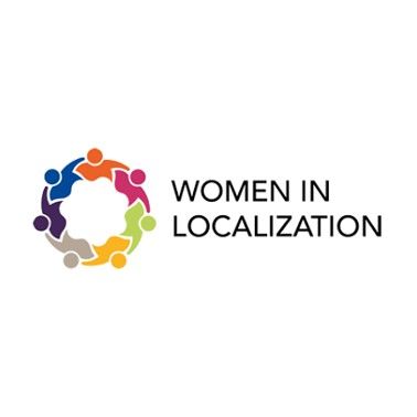 Women in Localization logo with colorful circular people icons and black text