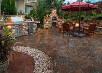 Paved patio with a gravel path Paved patio with a rock path in Carson City Nevada