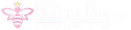 Pink bee with a crown logo, text 