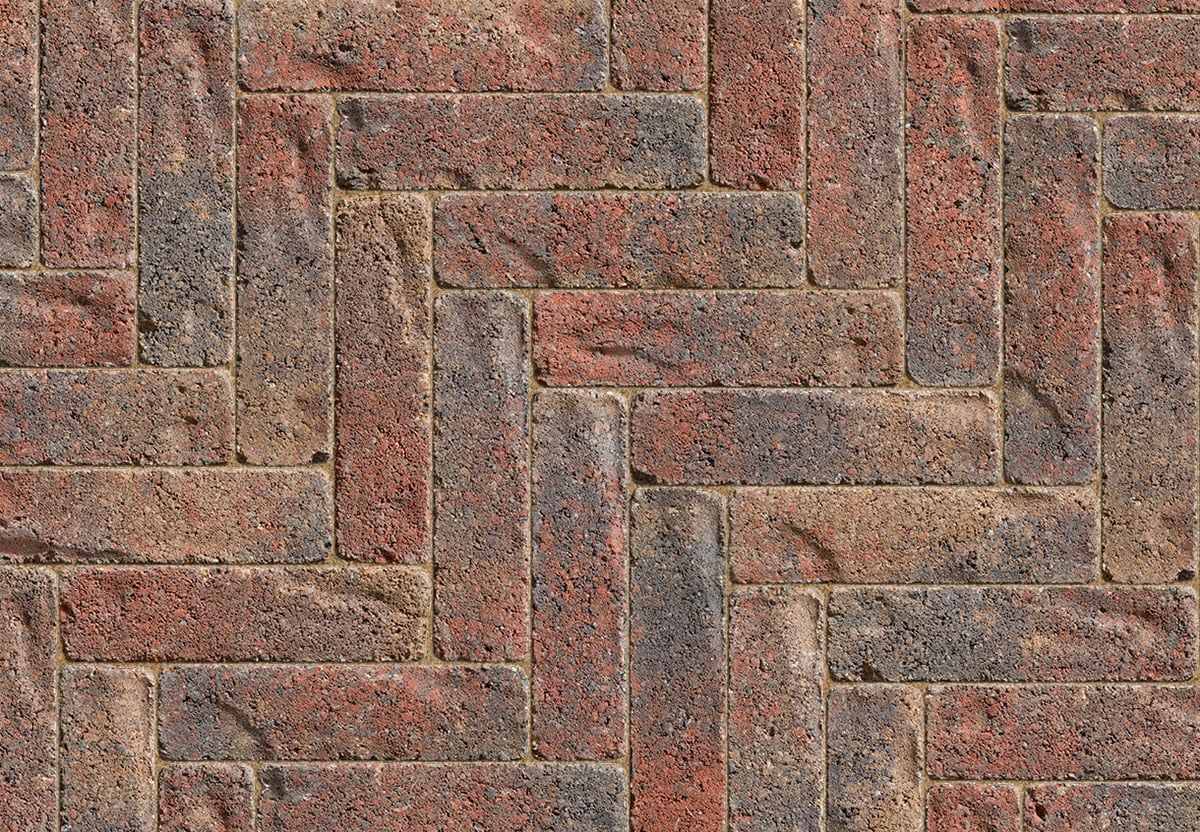 Retro cobble effect block paving style with weathered finish for traditional Glasgow driveway design