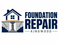 Kingwood Foundation Repair logo with blue house icon and bold navy text on white background