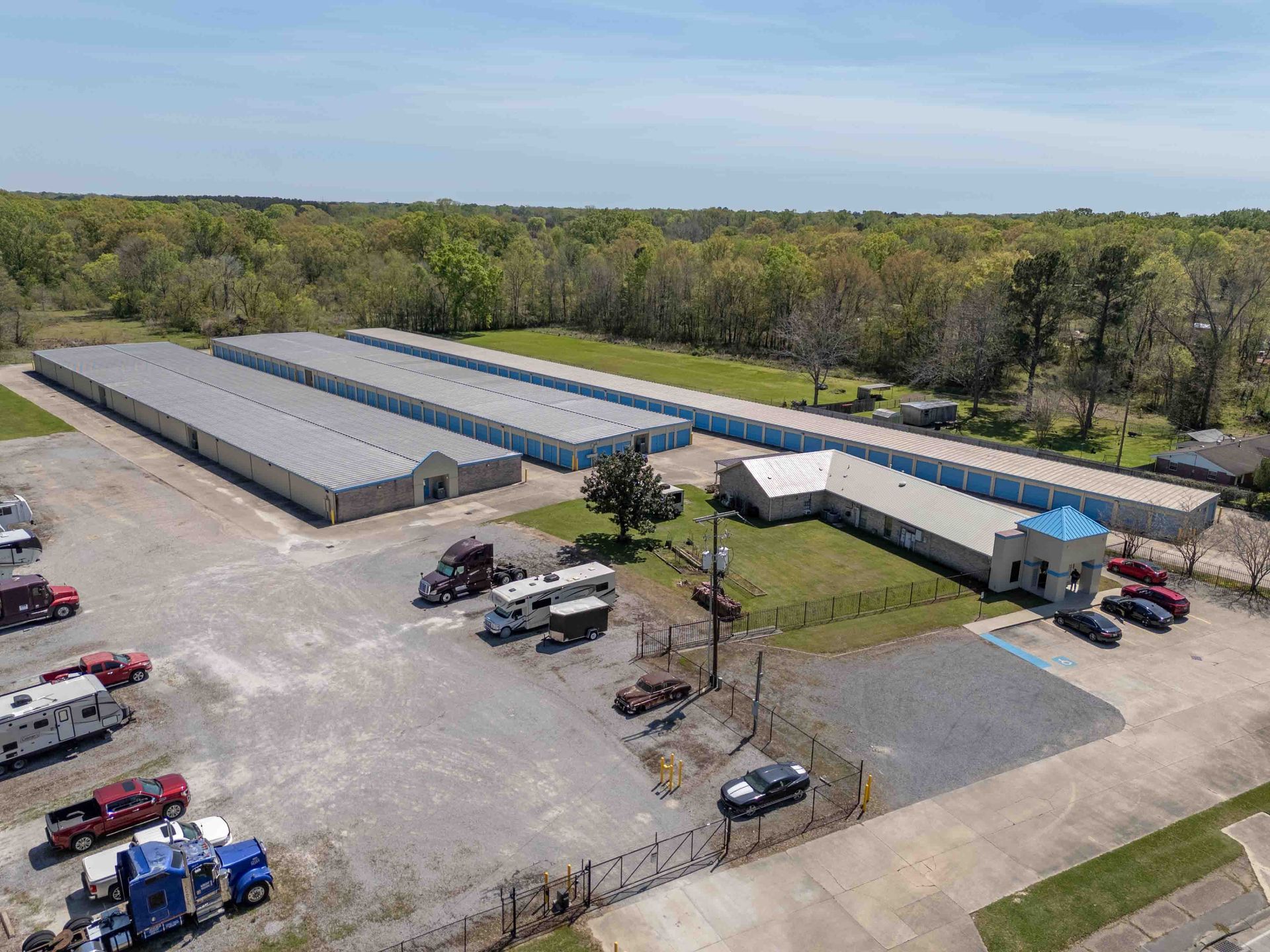 Rows of drive-up storage units at Ship-N-Store on Plank Road in Baker, LA