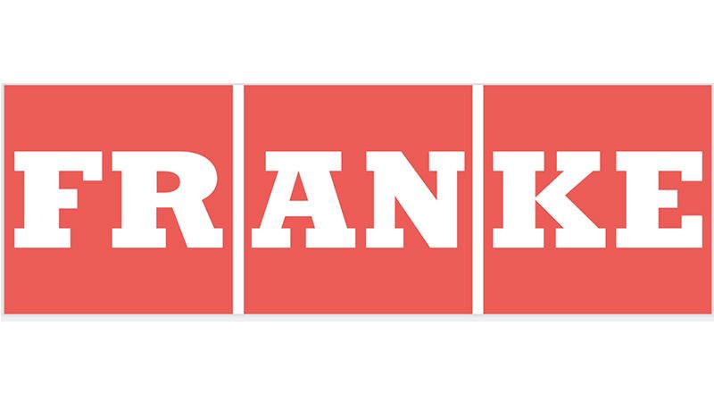 Il logo Franke è rosso e bianco su sfondo bianco.