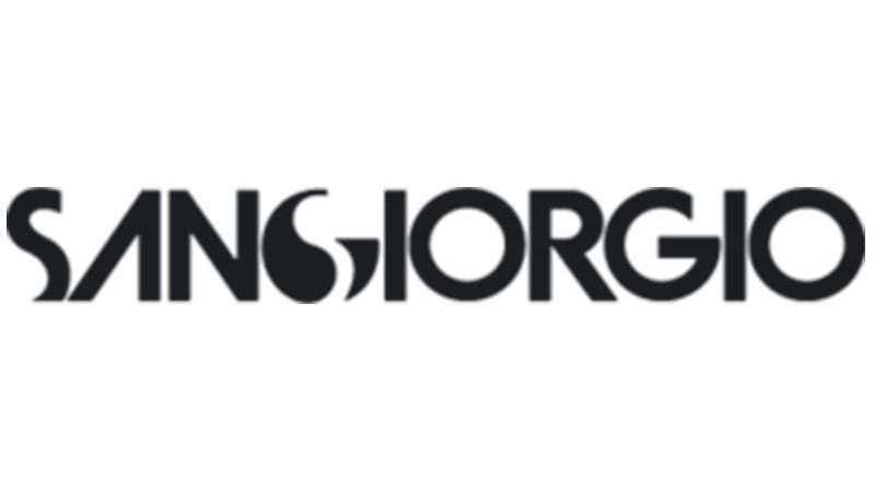Un logo in bianco e nero per sans giorgio su uno sfondo bianco