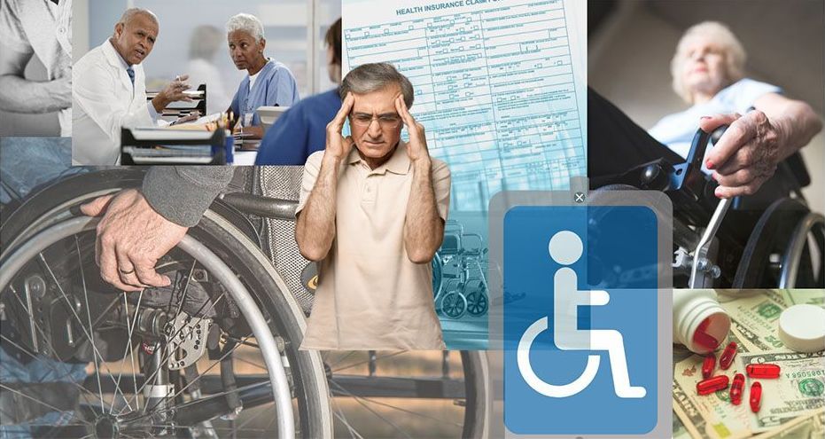 A collage of pictures of a man in a wheelchair and a woman in a wheelchair.