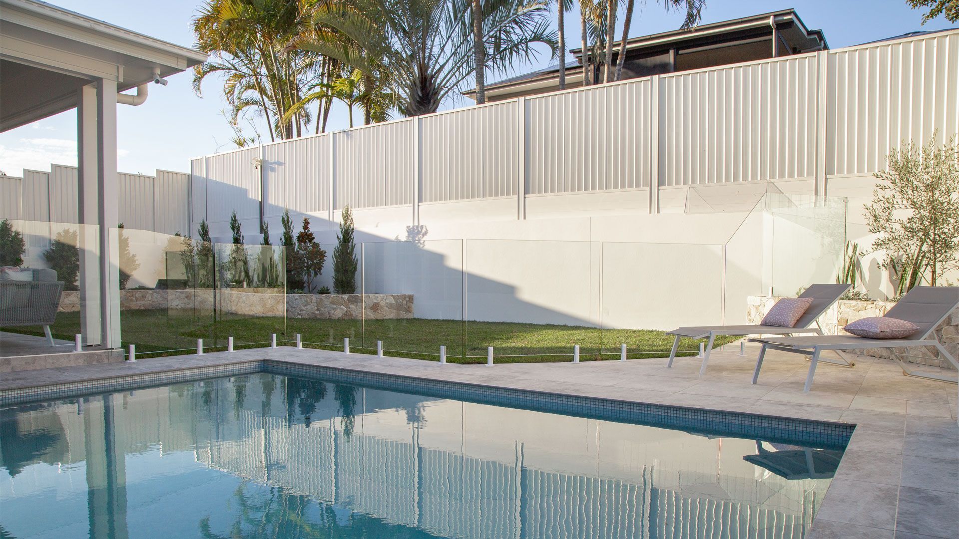 Custom concrete swimming pool at a Brisbane home