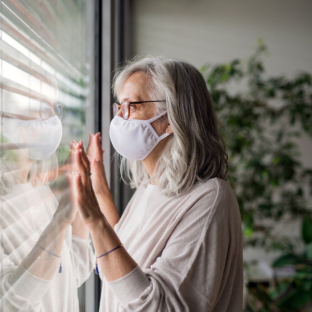 Elderly Wearing Mask — Binghamton, NY — iCare Home Services