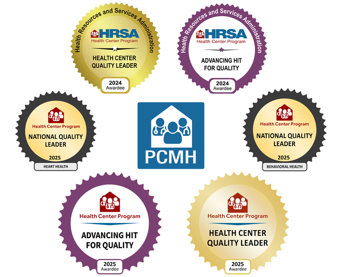 Images of various awards our team has received from the Health Resources and Services Administration.