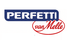 Logo di Perfetti Van Melle in blu e rosso su sfondo bianco.