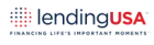 LendingUSA logo with red and blue text and the tagline “Financing Life’s Important Moments”