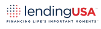 LendingUSA LendingUSA logo with red and blue text and the tagline “Financing Life’s Important Moments”