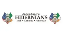 Ancient Order of Hibernians logo with Irish and American symbols and “Irish • Catholic • American” text