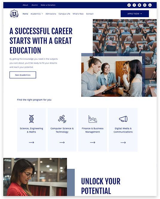 A successful career starts with a great education and unlock your potential.