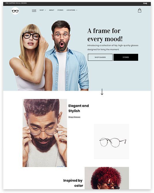 A man and a woman wearing glasses on a website.