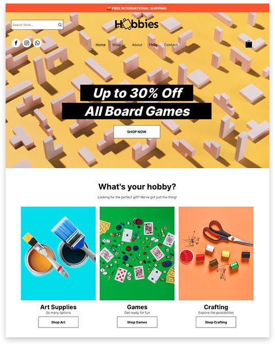 A website for hobbies offers up to 30 % off all board games