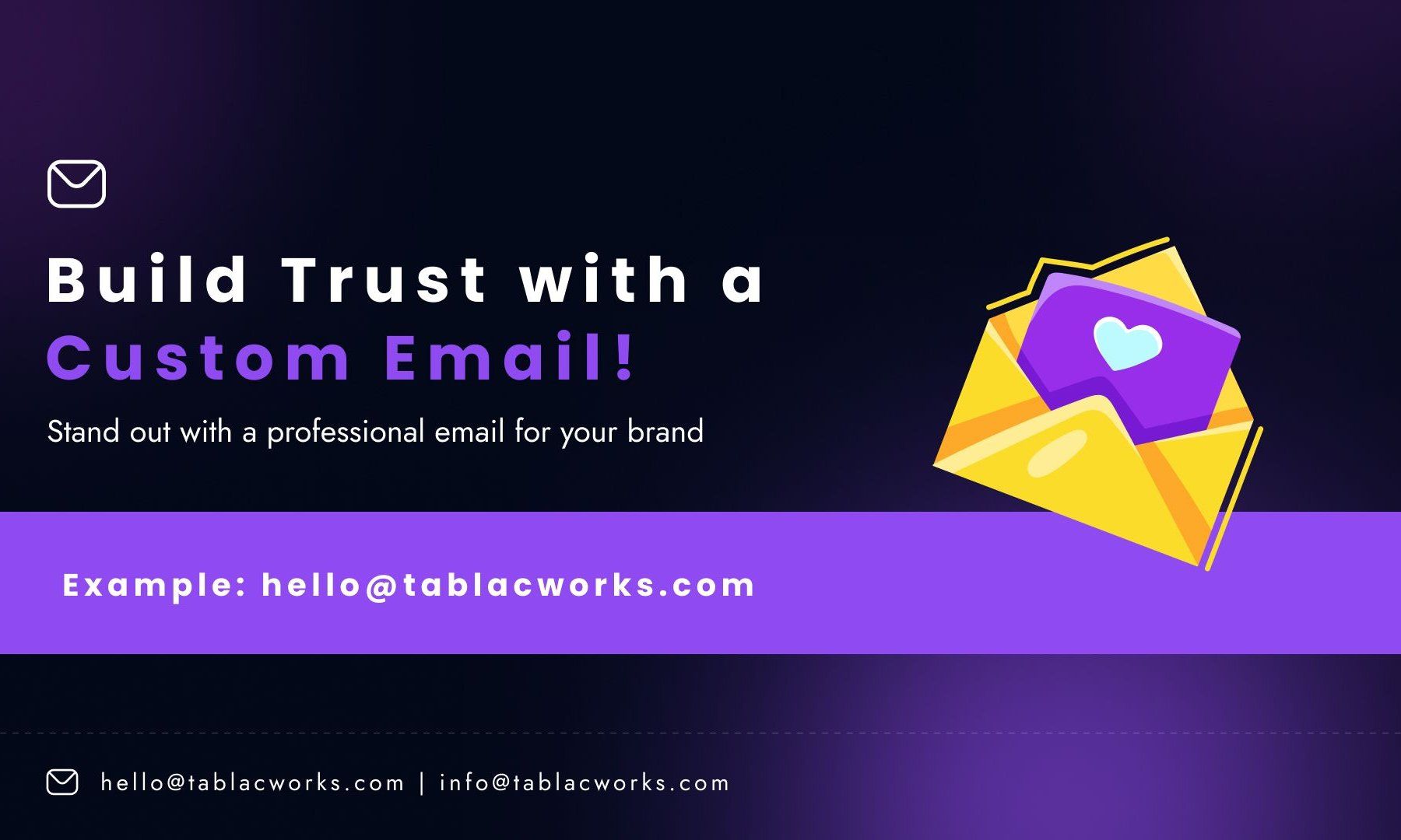 A banner that says build trust with a custom email