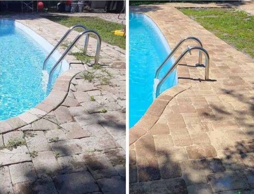 Patio and Pool Deck Cleaning - Before and after
