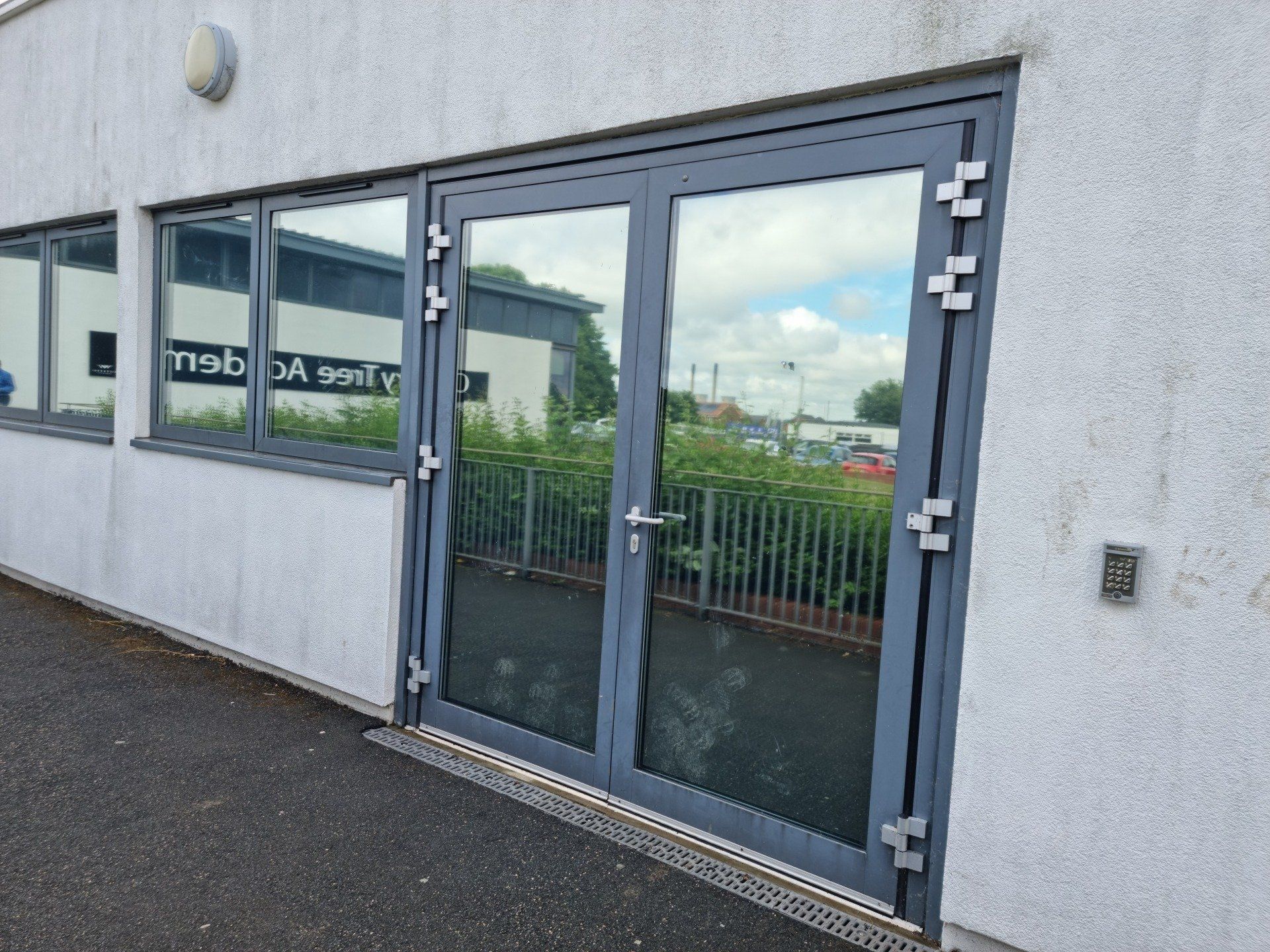 Tinted windows on a school 