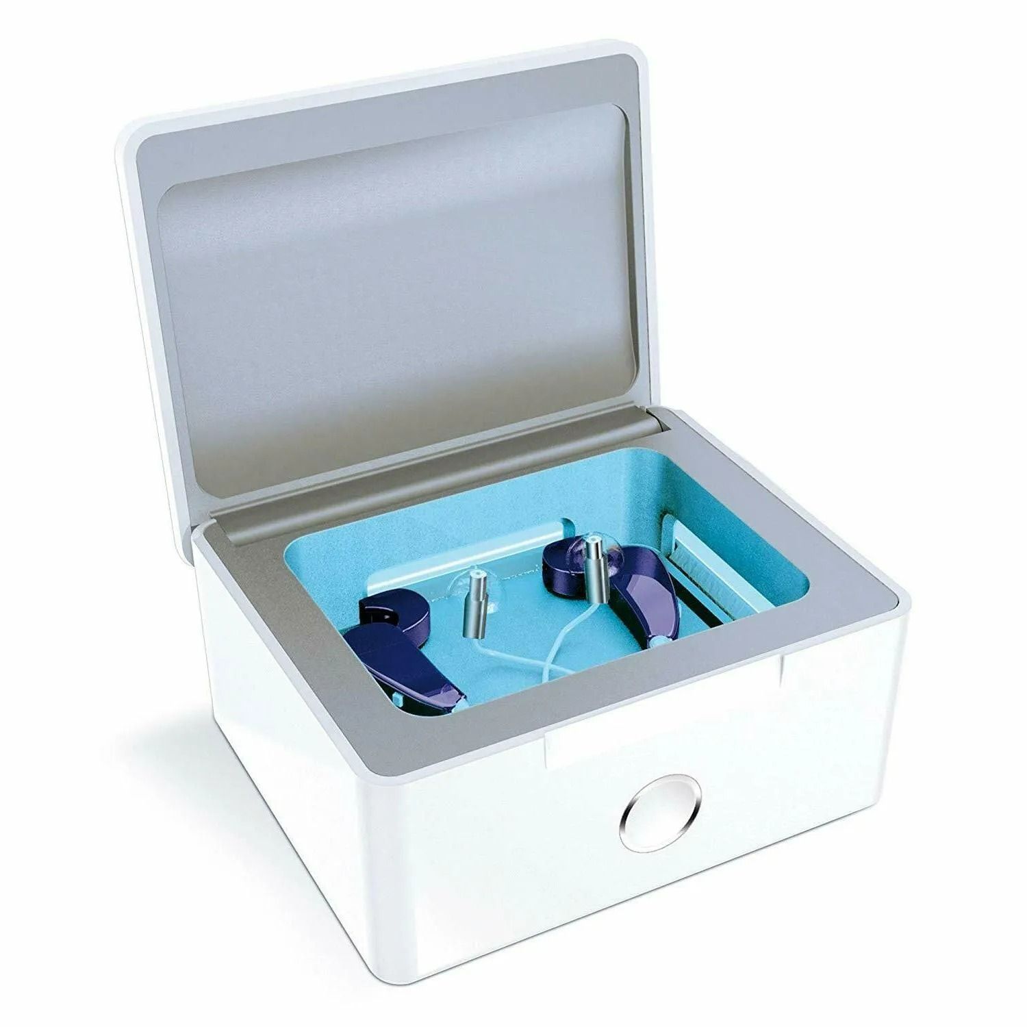 Open White Medical Box With Blue Interior — Local Hearing Aid Specialists in Wallsend, NSW