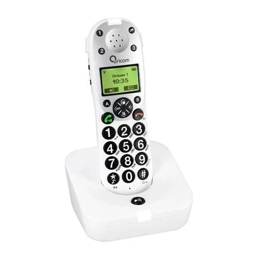 White Cordless Phone With Keypad — Local Hearing Aid Specialists in Wallsend, NSW